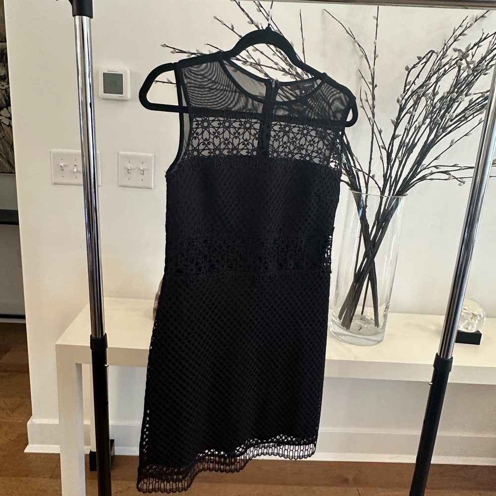 AQUA Black Mesh/Lace Dress